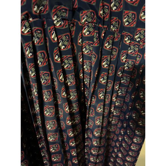 Vintage 80s Petite Plus Navy Polyester Pleated Shirt Dress - Picture 3 of 7